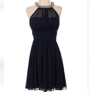 Speechless short prom formal dress in navy with rhinestone halter size 5